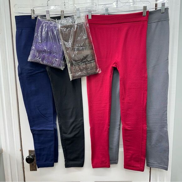 New 6 pair fleece lined leggings women's OS one size - Picture 1 of 2